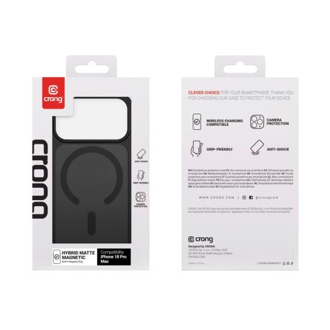 Crong Hybrid Matte Magnetic - Etui MagSafe iPhone 18 Pro Max / 17 Pro Max (czarny)