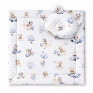 Kołderka z wypełnieniem i poduszka profilowana Miś - zestaw 2cz. - Blue Sky Bears