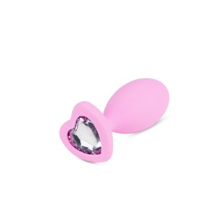 Silicone Anal Plug with Heart Crystal Base