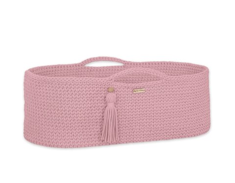 Kosz Mojżesza BOHO bawełniany Handmade z materacykiem - pastel pink