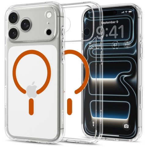 Spigen Ultra Hybrid Mag MagSafe - Etui do iPhone 18 Pro / 17 Pro (Clear/Orange)