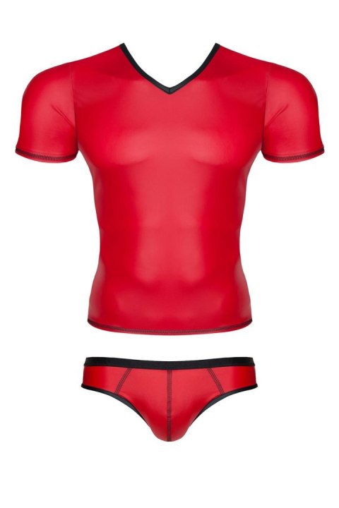 Męski komplet z wetlooka: t-shirt w serek, figi typu brazyliany S