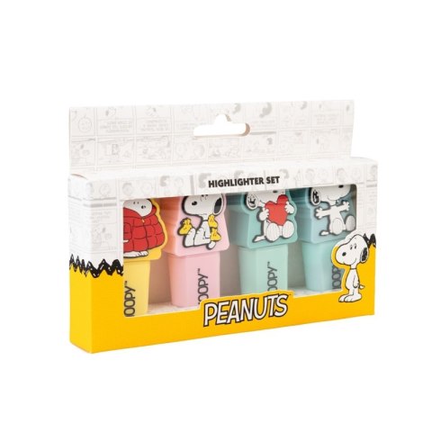 Snoopy - Zestaw zakreślaczy 4 kolory z topperem 3D