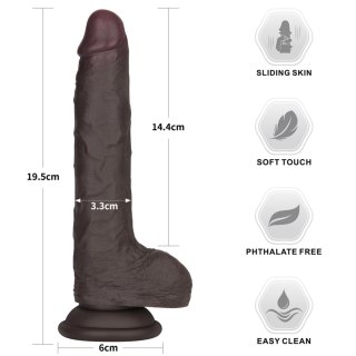 7.5'' Sliding Skin Pro II Dual Layer Silicone Dong (Black)