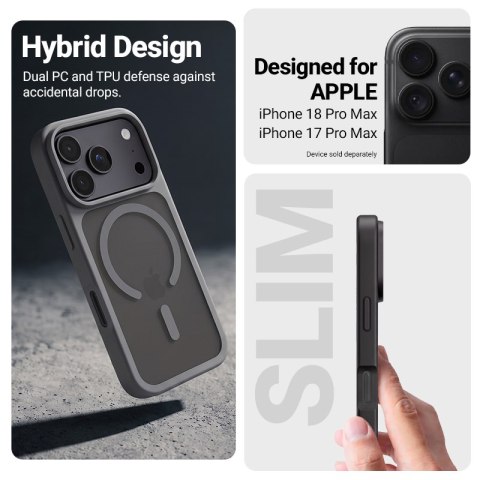 Crong Hybrid Matte Magnetic - Etui MagSafe iPhone 18 Pro Max / 17 Pro Max (szary)